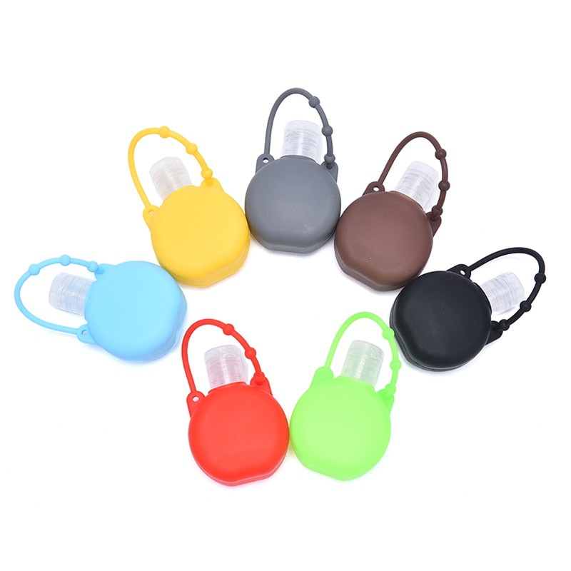 5 stuks 30ml siliconen ronde fles sleutelhanger handwasgel dispenser sleutelhanger handdesinfecterend middel schooltas sleutelhanger