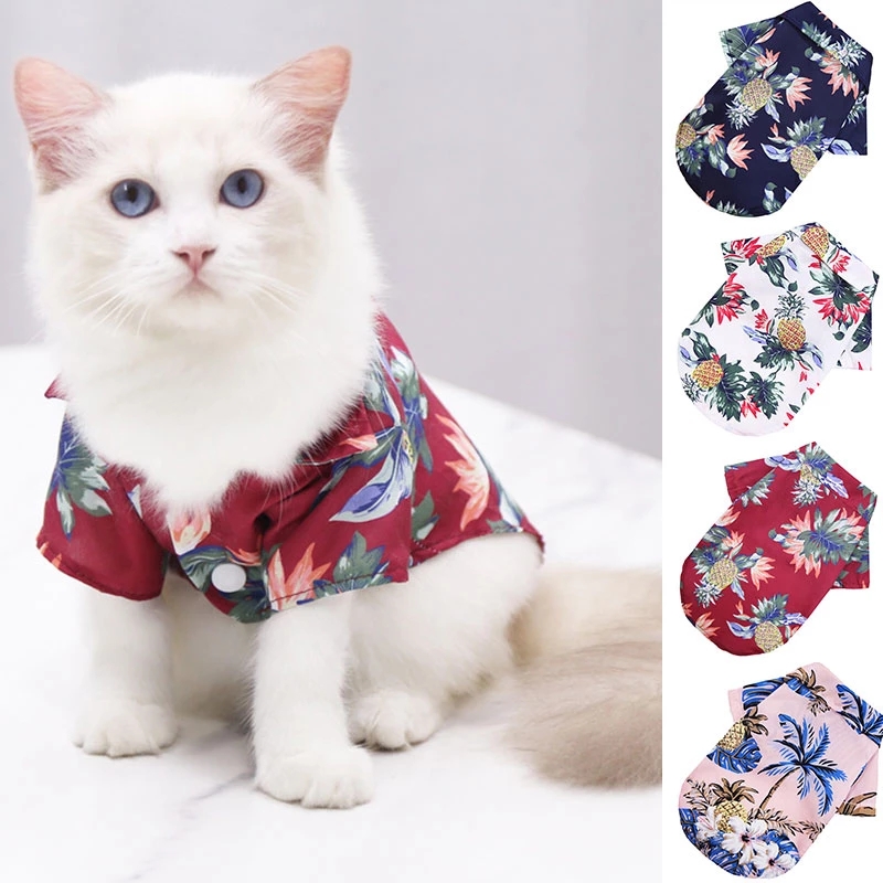Camisas para perros pequeños, ropa con estampado Floral para mascotas, camisa de playa, chaquetas, disfraz para cachorros, ropa de primavera para mascotas