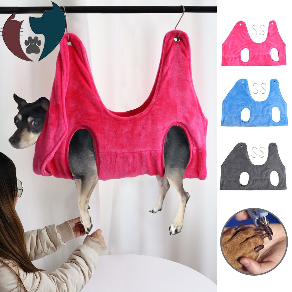 aseo para mascotas, perros y gatos hamacas Franela suave de aseo de mascotas hamaca bolsa de contención arnés de Clip de recorte de baño