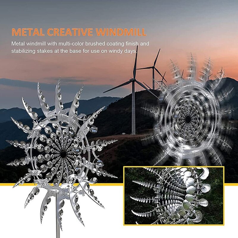Garden Windmill Metal Wind Spinners Outdoor Wind Kinetic Sculpture Wind Catchers Garden Vegetable Patch Lawn Decoration