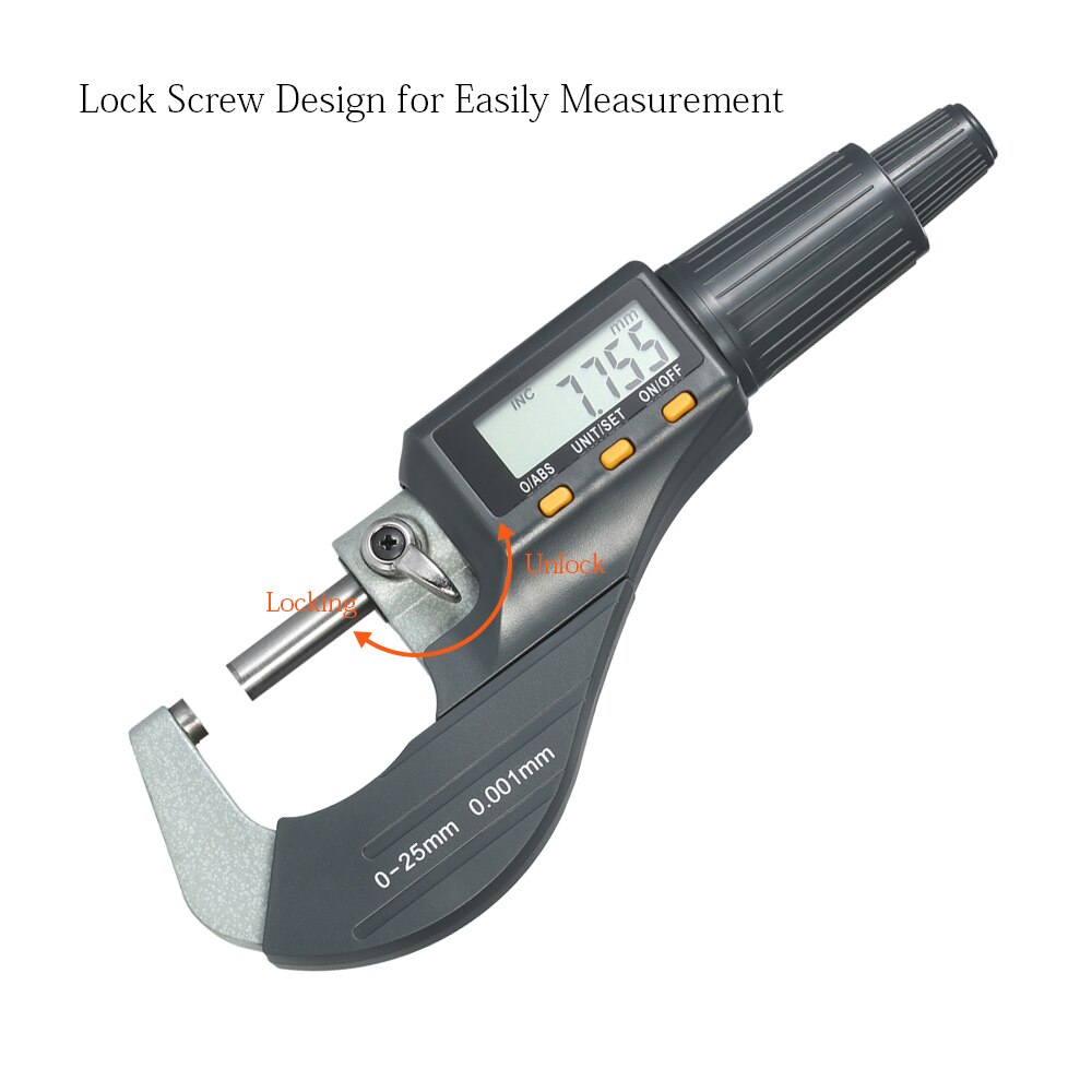 Digital Micrometer 0-25mm Electronic Digital Outside Micrometer 0.001mm High Precision Depth Micrometer Micro Caliper