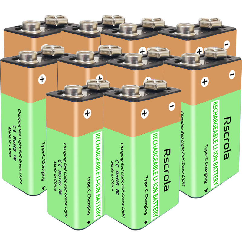 Long-Lasting 9V Rechargeable Battery 6800mAh Type-C Fast Charge Battery for Multimeter, Guitar Pedal, Microphone, Smoke Detector: Orange