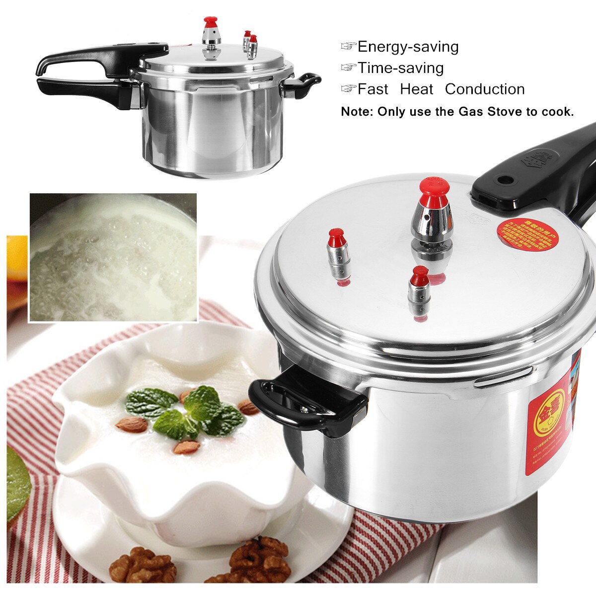 3/4/6L Kitchen Pressure Cooker cookware soup Meats pot 18/20/22cm gas stove/open fire Pressure Cooker for Home Outdoor Camping
