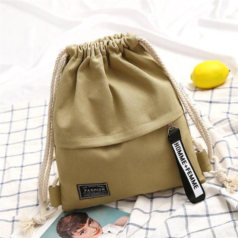 Canvas Drawstring Backpack Canvas Storage Pack Rucksack Pouch for School Back Pack for Teen School Canvas Drawstring Bag