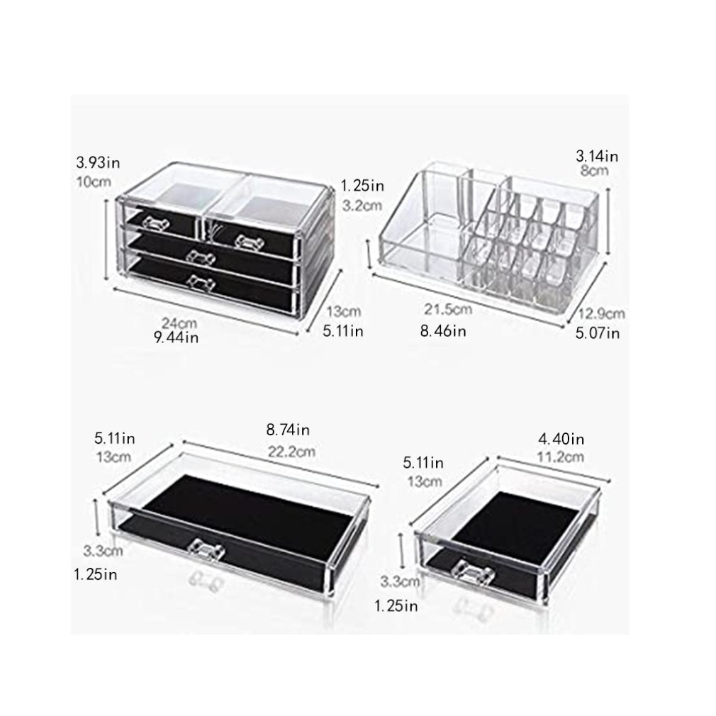 Tiroir en plastique Transparent Transparent, organiseur de bureau boîte de rangement de bureau, organiseur acrylique pour le maquillage et les cosmétiques mallette de rangement