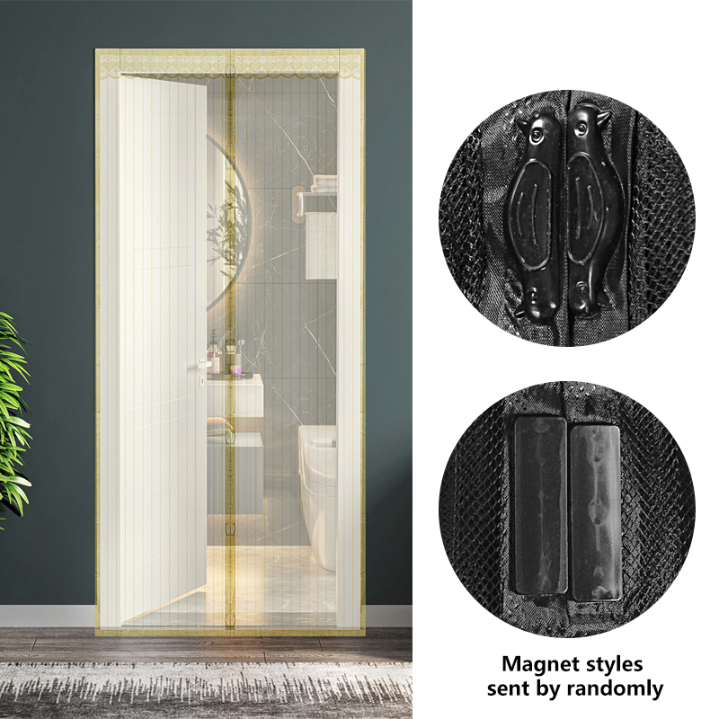 Anti Mosquito Fly Curtains Net Anti Bug Door For Bedroom Kitchen Magnetic Gauze Door Curtain No Punching Required Lace Curtains: 7*2.6 / Blue