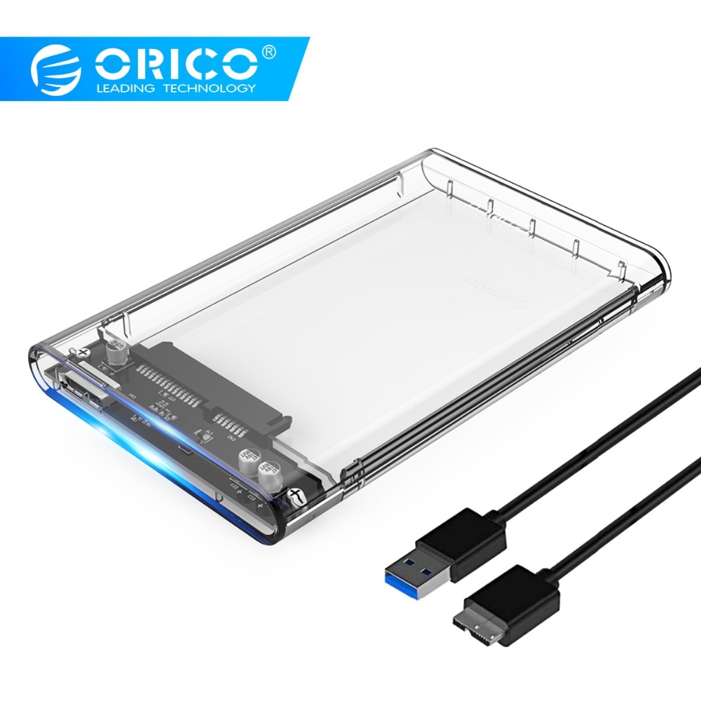 Orico hdd caso 2.5 polegada sata para usb3.0 usb ssd adaptador para 7mm disco rígido caixa de disco rígido claro externo móvel hdd hd caixa de cerco