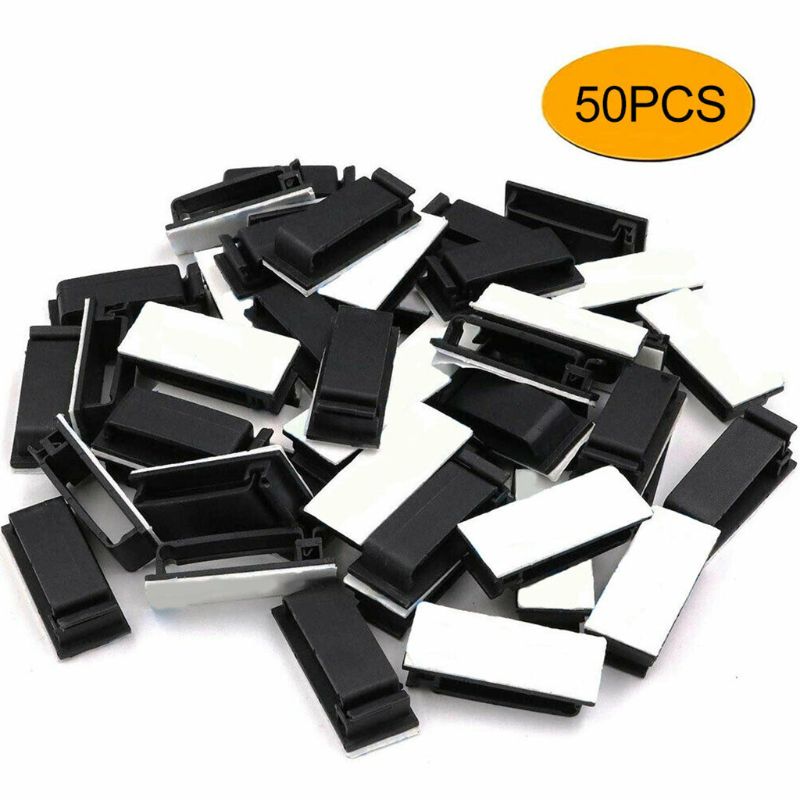 50PCS Wall Fasteners Wire Organiser Self Adhesive Fixed Cable Management Clip