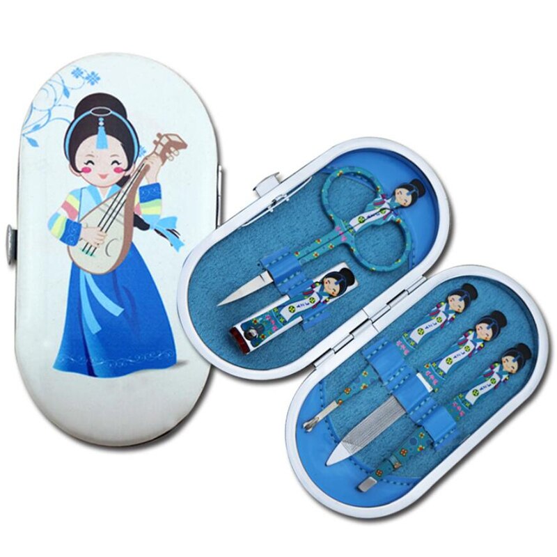 5- delige set nagels, kunst wenkbrauwen schaartje neustrimmer manicure make-up tools schaartje nagelknipper nagelriemknipper manicureset: Bruin