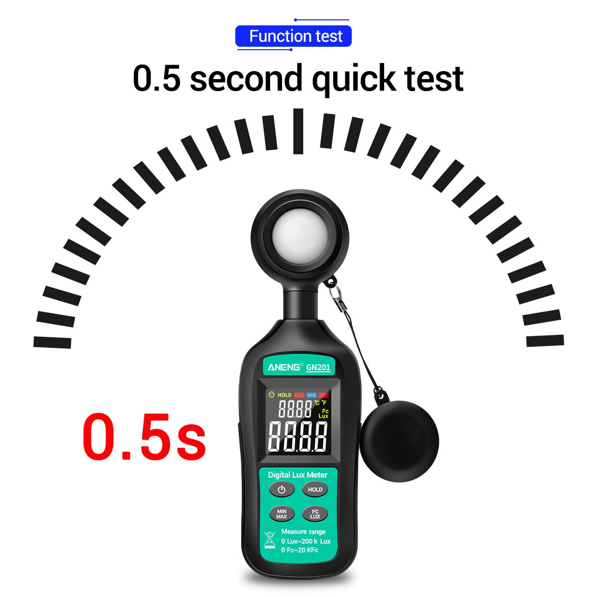 Digital Handheld Lux Meter 0-20,0000 Illuminance Meter LCD Display Illuminometer High Precise Light Meter Photometer Luxmeter