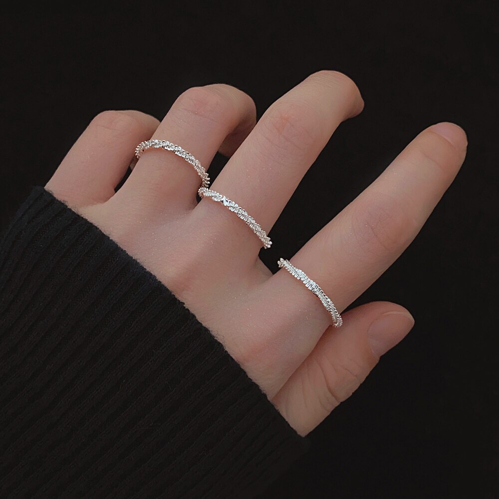 Ifmia Aangekomen Trend Minimalisme Zilver Kleur Fonkelende Ring Eenvoudige Stijl Decoratieve Wijsvinger Ring Vrouwen Mode-sieraden