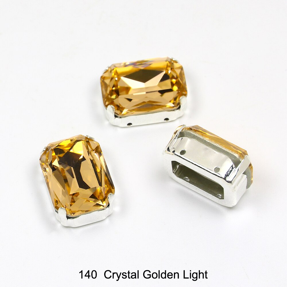 13*18mm 30 rechthoekige kristal naai-op losse platte strass steentjes met klauw naai-strass steentjes voor handwerkkleding: 140