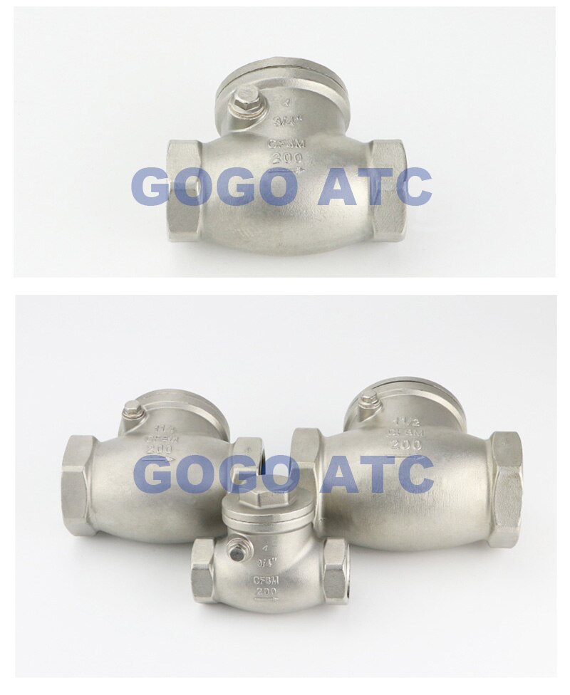 stainless steel switch check valve 2 inch thread DN50 SS304 201 316L 2 way water swing check valve
