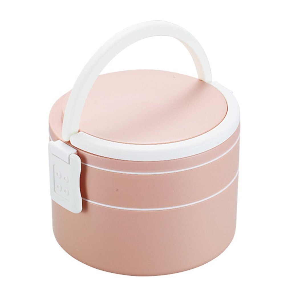 Portable Handle Lunch Box Round Double-layer Fitness Lunch Box Plastic Microwave Heating Fresh-keeping Sealed Lunch Box
