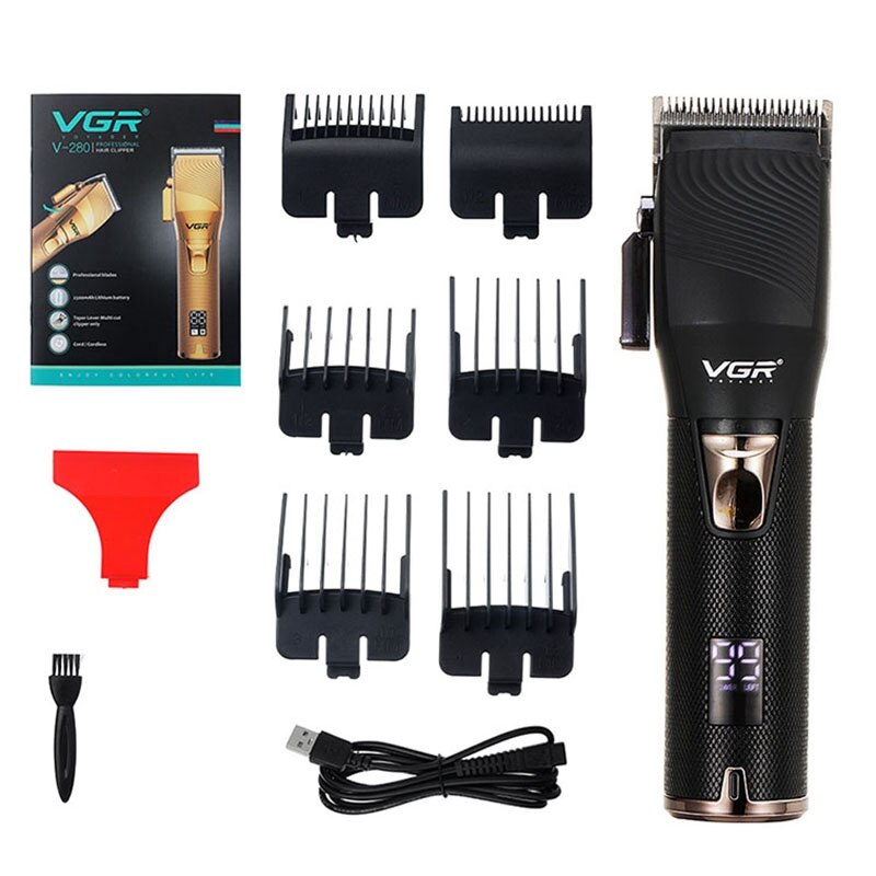 VRG Stainless Steel Hair Trimmer Large Capacity Cordless Hair Clippers for Men Luxury Powerful Shaver Hair Cutting Machine: Black