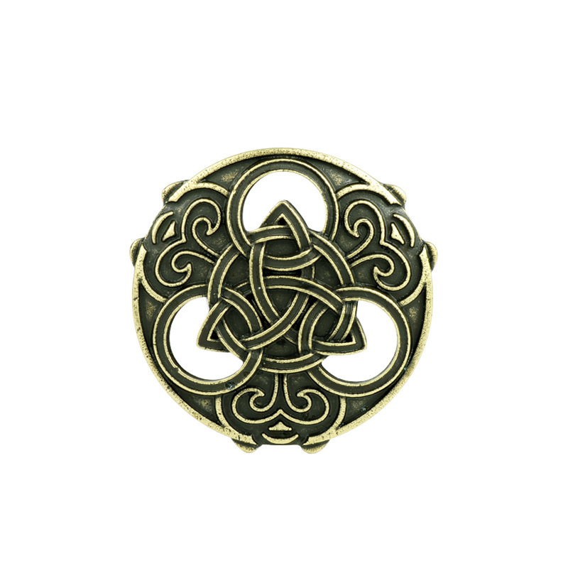 Broches de escudo vikingo, Pin Vintage, insignia, Pin para capa Medieval nórdica, baratijas, bufandas, broche, alfileres redondos para el pecho: Bronce antiguo plateado