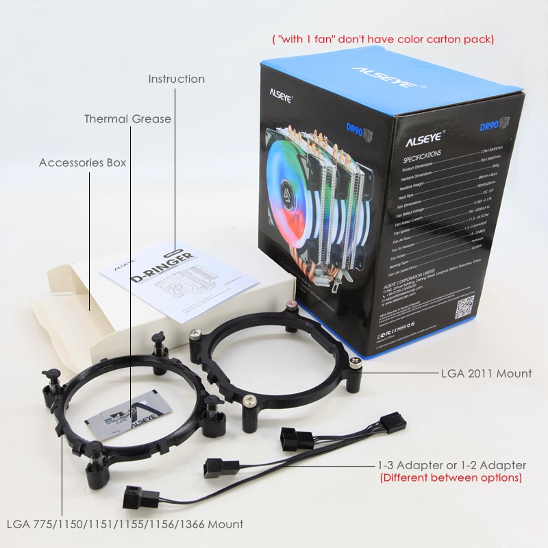 ALSEYE ST-90 CPU Refroidisseur 6 caloducs avec RGB Ventilateur 4pin PWM 90mm CPU Ventilateur pour Ordinateur LGA775/ 115x/1366 AM2/AM3/AM4