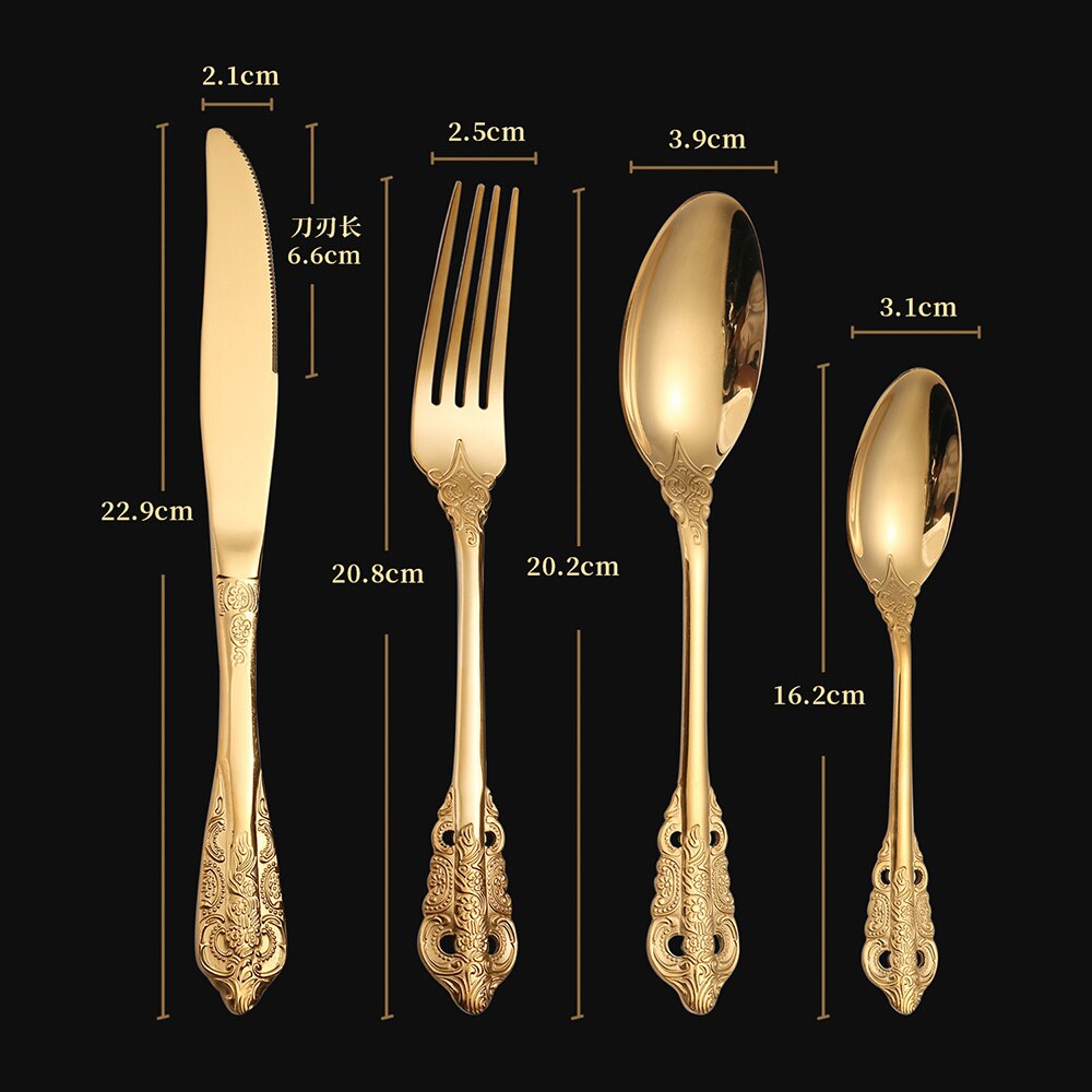 Creativity Retro Western Cutlery Dining Knives Fork Spoon Stainless Steel Cutlery Dinnerware Engrave Relief Luxury Tableware