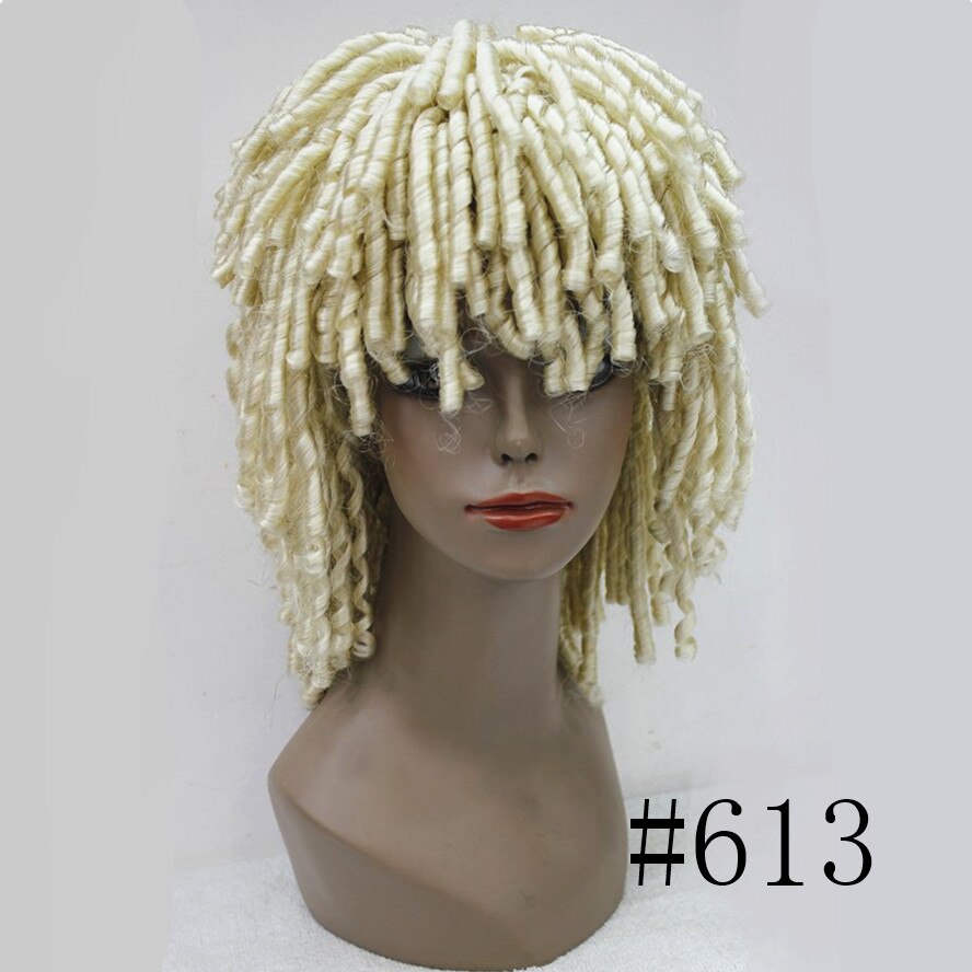Strongbeauty dreadlock hår afrikanska flätor peruk blond/brun korkskruv lockar medellånga syntetiska peruker: #613