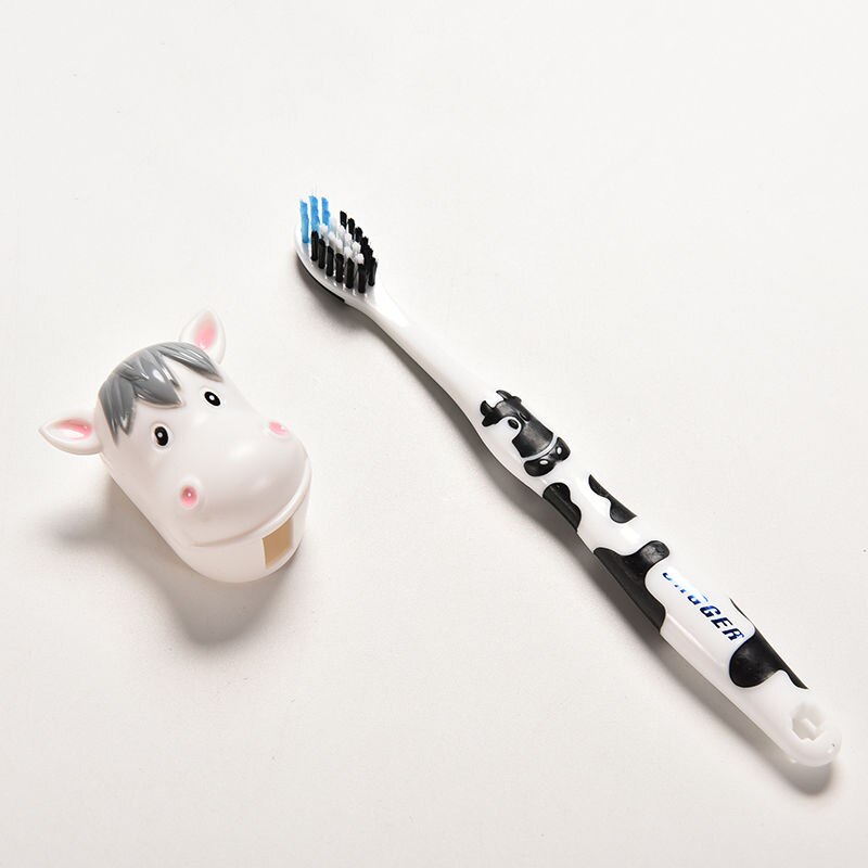 Adorável escova de dentes para menino menina escova de dentes da criança dos desenhos animados vacas coelho escova de dentes de silicone do bebê: Random color Cow