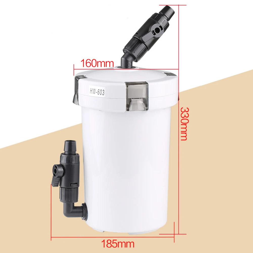 HW-602/HW-603 secchio filtro per acquario Super silenzioso serbatoio per pesci contenitore filtro esterno con accessori di ricambio in spugna per la casa: Black