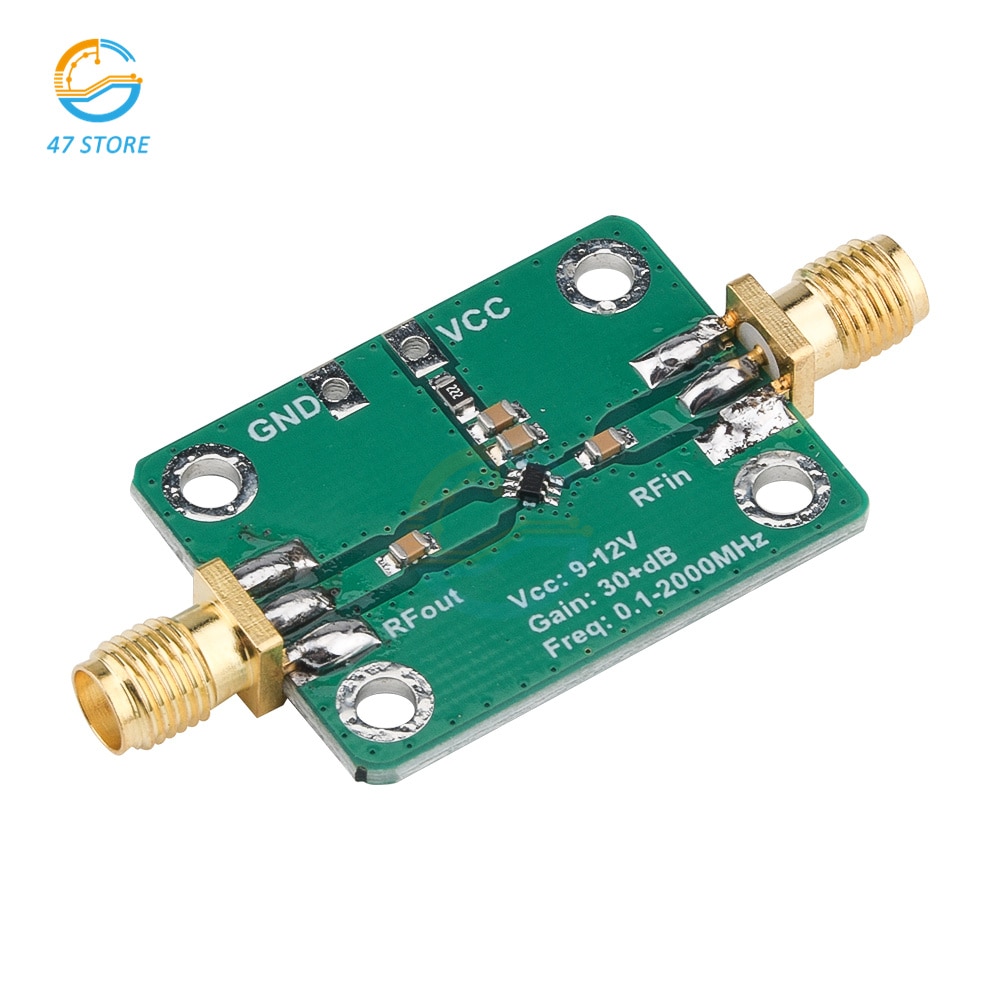 Amplificador de banda ancha de Radio, 0,1-2000MHz, 32dB, 9-12V, bajo nivel de ruido, LNA, instrumento eléctrico
