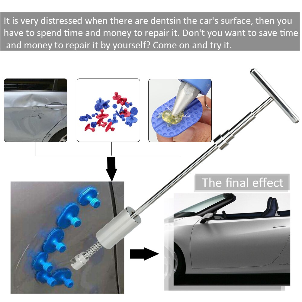 31 stks 2-in-1 Twee Manieren Puller Slide Hammer Tabs Zuignap Hand van Cars Verveloos Dent Repair Tools Kit Pak van Auto
