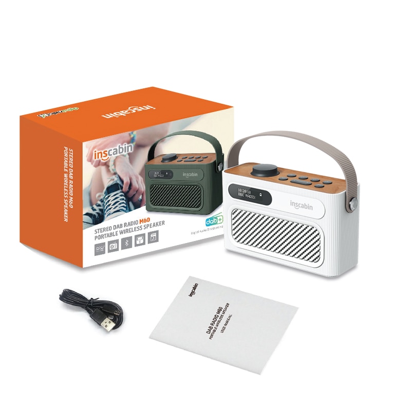 Inscabin M60 Stereo DAB Radio Portable Wireless Speaker with Bluetooth, FM/Beautiful /Rechargable Battery