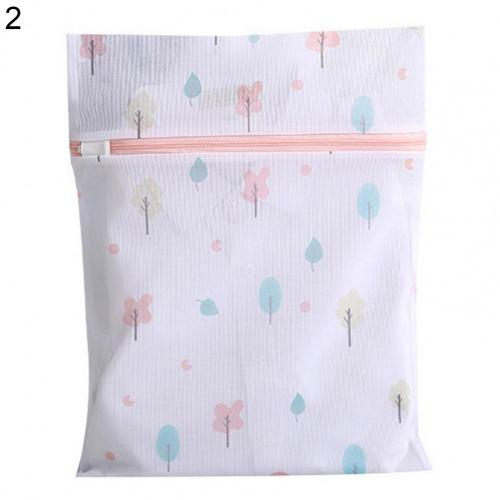 Bolsa de lavandería de poliéster, bolsas para lavar la colada, estampado de plantas, con cremallera, bolsa de rejilla para la ropa sucia, lavadoras, 6 tamaños: Tree Leaf 2