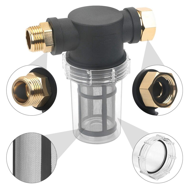 3/4Inch Garden Hose Filter for Pressure Washer Inlet Water, Sediment Filter Attachment for Outdoor Gardening Water Inlet Filter