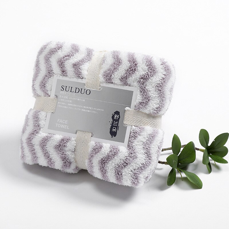 75*36cm Multicolor Face Towel Coral Velvet Bath Towel Soft Absorbent Microfiber Fabric Hair Towel Rapid Drying Towels: W Stripe Purple