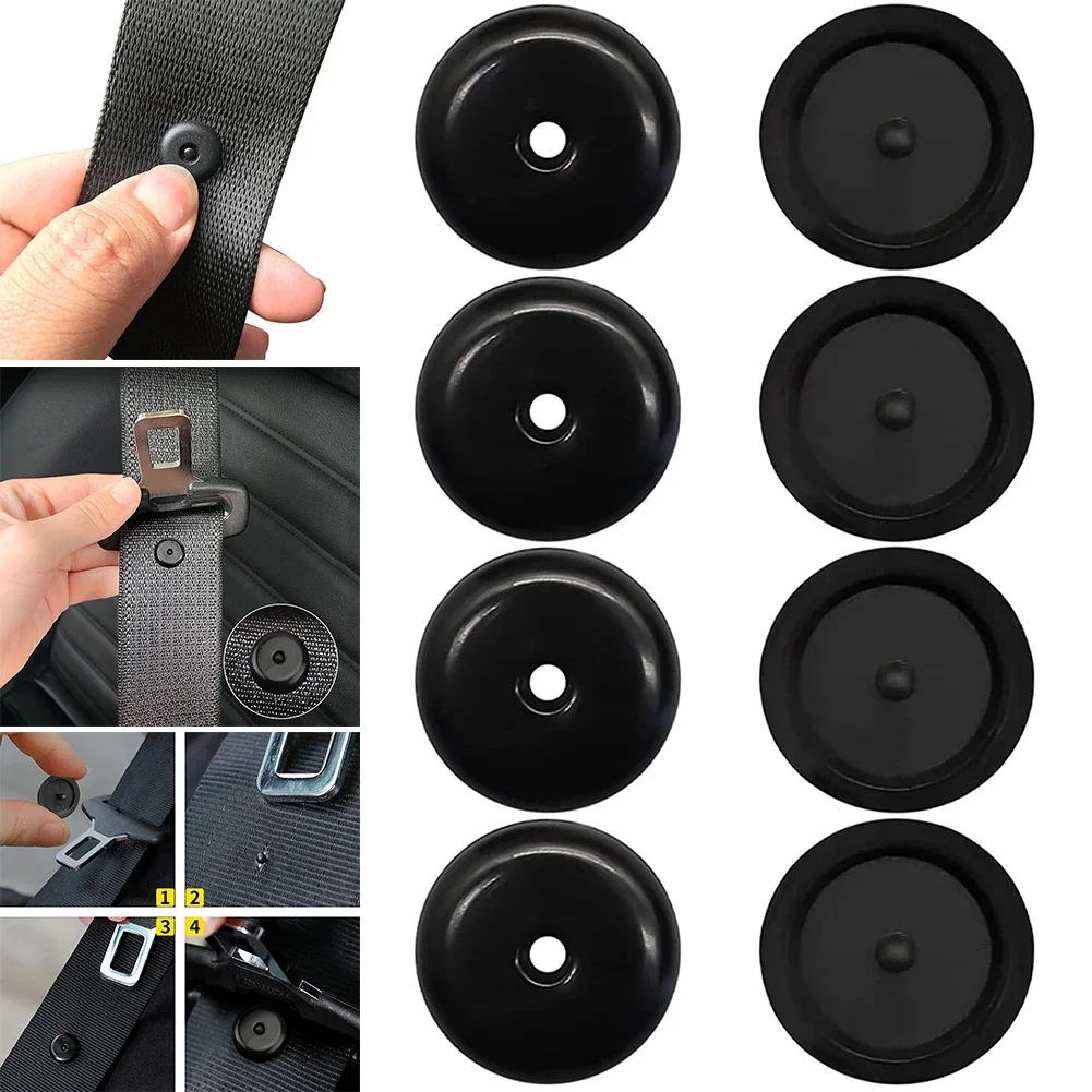 8x botão de cinto de segurança do carro fivela parar universal ajuste rolha kit preto cinto de segurança do carro rolha fivela anti-deslizamento botão retentor