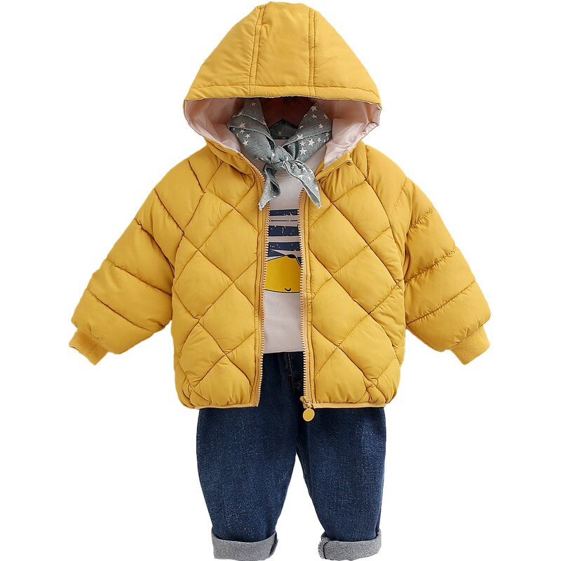 Veste d'hiver en coton pour enfants | Couleur unie, 19: Jaune / 9M