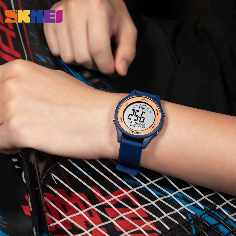 SKMEI LED Licht Digital Kinder Sport Uhren Stoppuhr Kalender 50M Wasserdichte Kinder Armbanduhren Für Jungen Mädchen Wecker