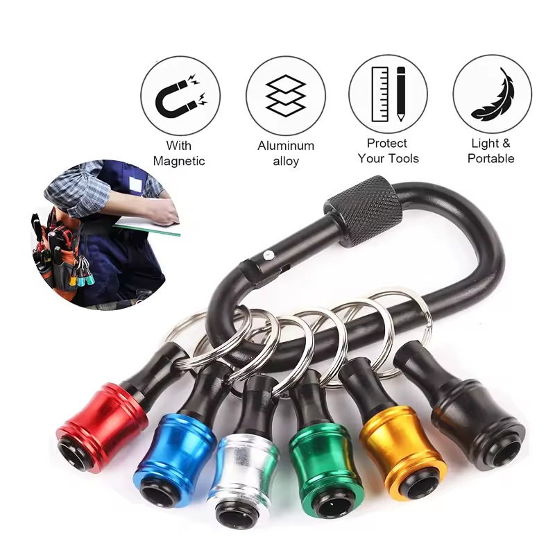 12pc Color Keychain Quick Change Connecting Rod 1/4 Hexagonal Handle Screwdriver Head Quick Release Sleeve Conversion Rod Set: Green, Purple