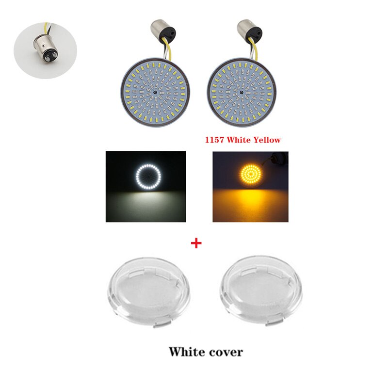 1 Paar Motorcycle Led Richtingaanwijzers Kit Voor Harley Road Glide Touring Sportster Met 1156 1157 Base Wit/Amber led Richtingaanwijzer: Wh Yell and cover A