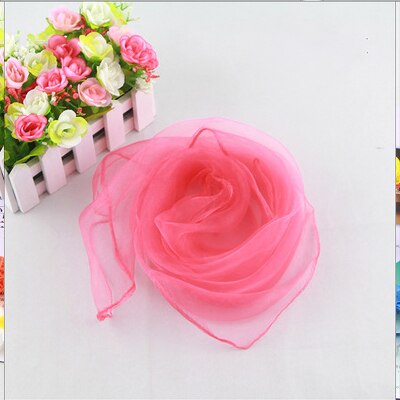 Sparsil Vrouwen Zomer Lente Transparante Vierkante Sjaal Effen Kleur Hoofd Dragen Dunne Chiffon Sjaals Mode Organza Wraps70cm * 70Cm: Watermelon Red