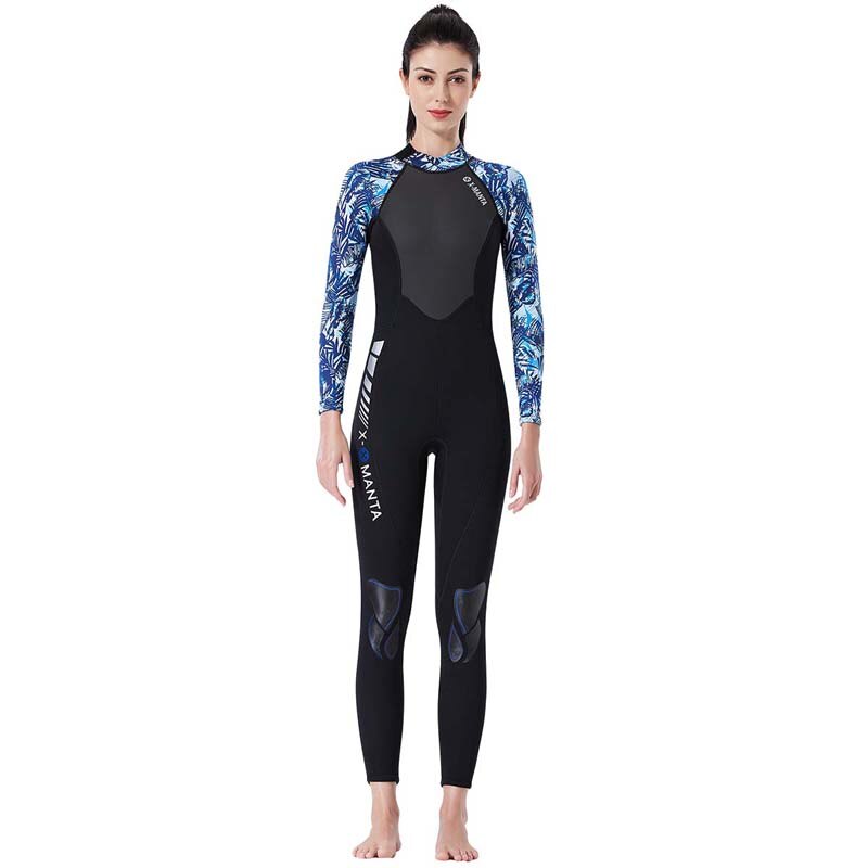 1.5mm Neoprene Wetsuit One Piece Long Sleeve Scuba Diving Suits Back Zipper for Water Sports Men Women Kayaking Surfing Suit: Female Blue / S