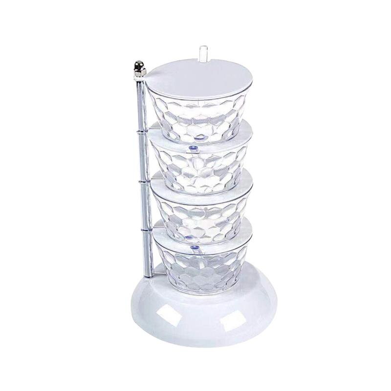 Multi-layer Spice Jar Practical Convenient Rotatable Spice Case Seasoning Box Storage Container for Restaurant Kitchen Home: White 4 Layers