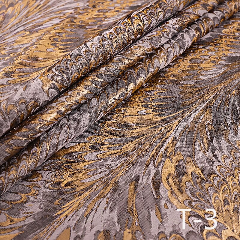 Jacquard Satin Fabric Gold Thread Sewing Material High-end Ladies Dress/Suit Fabric100*150cm: T-3