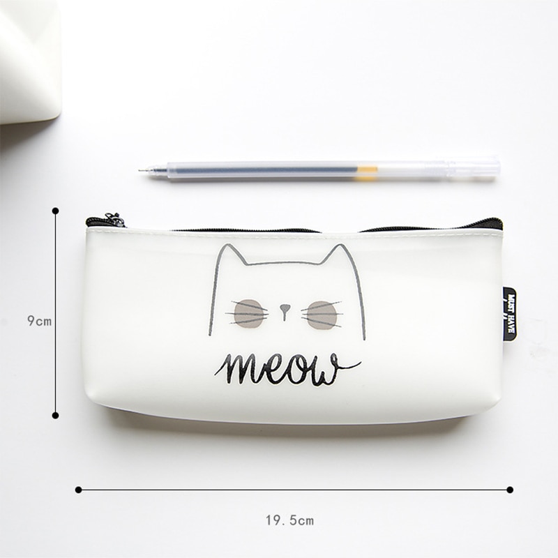Estuche para lápices de silicona Kawaii, estuche para lápices con forma de gato bonito, estuche para lápices para niños, papelería coreana, suministros para oficina y escuela