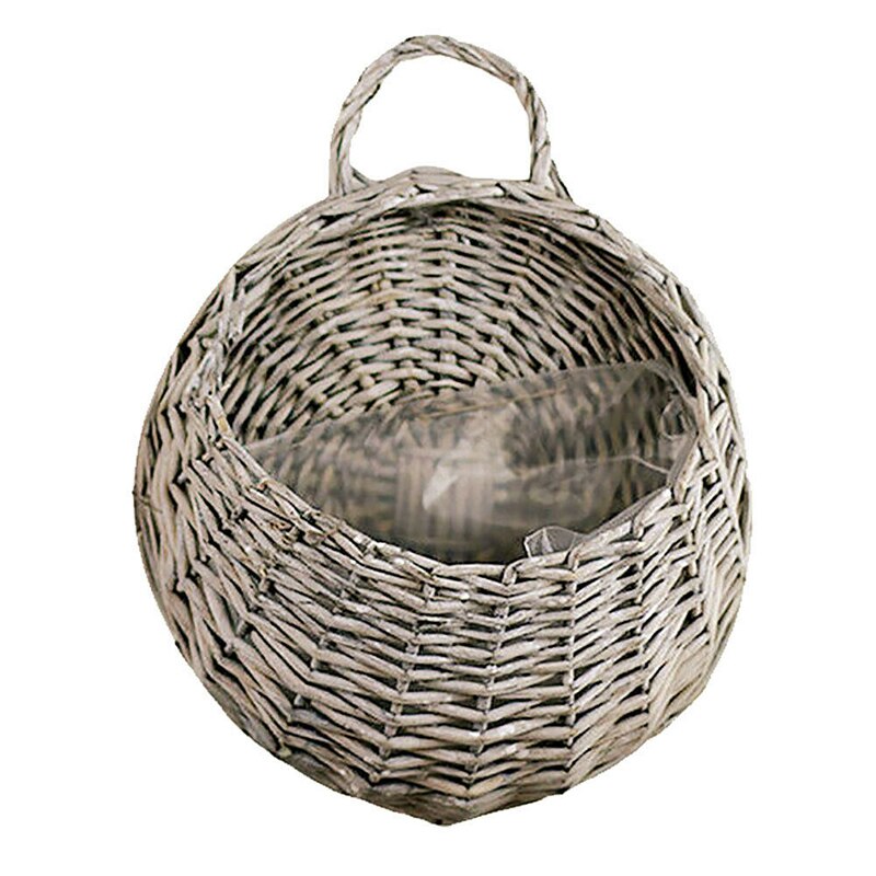 Macetero de mimbre para colgar en la pared, cesta de mimbre para jardín, maceta de vid, soporte para plantas de interior, cestas, accesorios para herramientas de decoración del hogar: Gray S