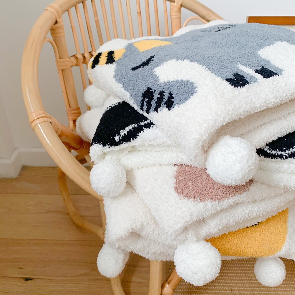 Cobertor macio do bebê para camas ar condicionado colchas stoller pompom cobertor para bebê menino elefante 90x90cm