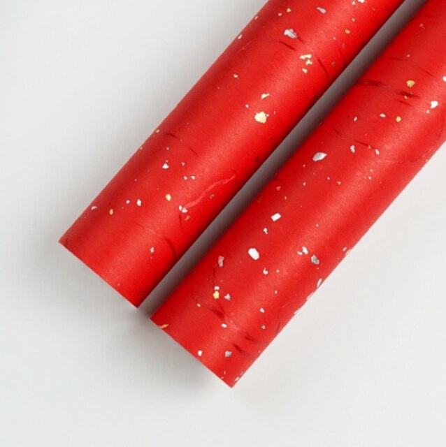 Shiny Wrapping Paper 60*60CM Craft Paper Floral Packing Paper Waterproof Home Decor Festive Party DIY Handmade Supplies: 10pcs red
