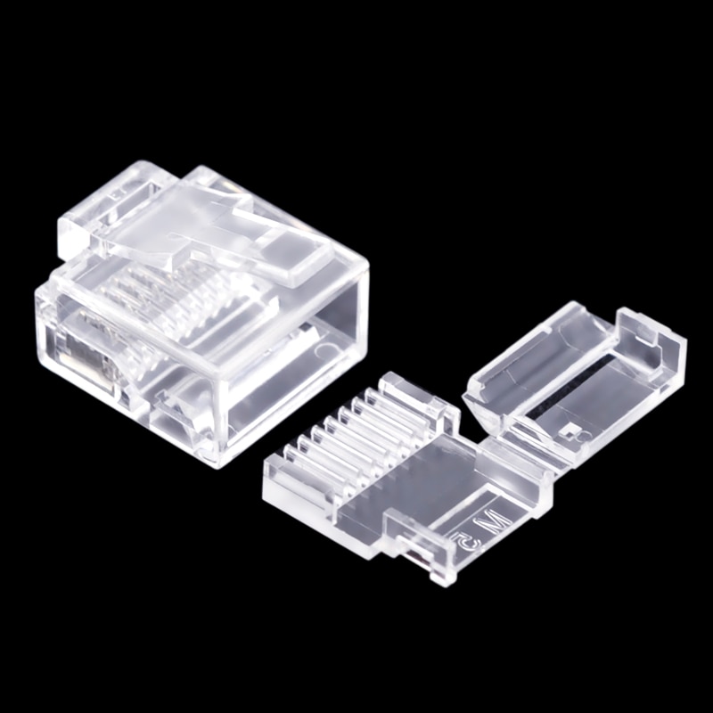 CNCOB Cat6 utp korte lichaam, twee stukken, platte kabel rj45 connector 8P8C modulaire netwerk connector Ethernet computer plug 50 stuks