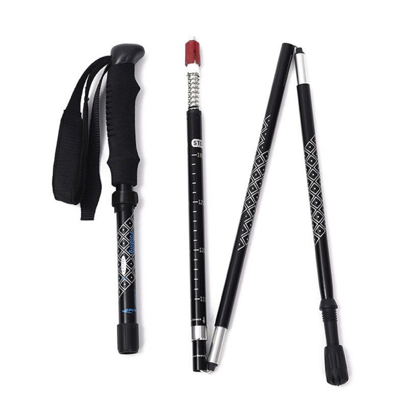 2pcs Hiking Walking Sticks Aluminum Trekking Pole Ultralight Camping Hiking Foldable Walking Pole Telescopic Crutches Hiking