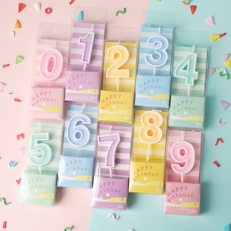 Wedding Multiple Colour Numbers 0-9 Birthday Candles Cake Topper Insert Birthday Party Dessert Table Candle Ornaments
