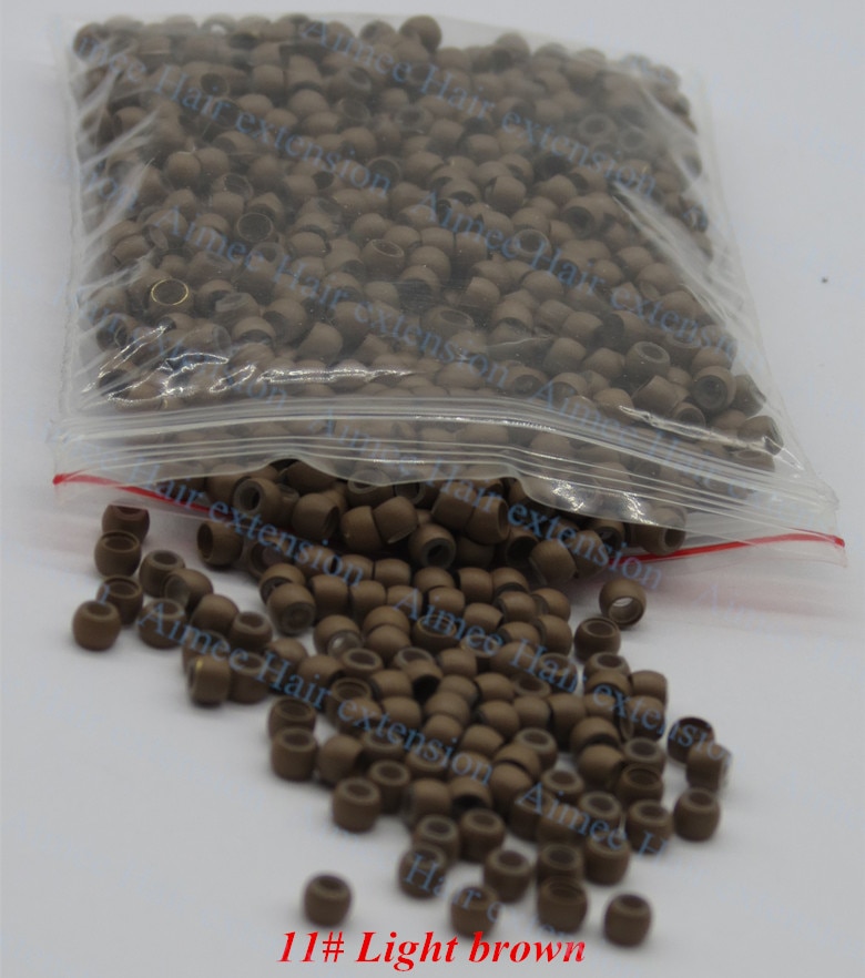1000 stk / mye 11#  l. brun silikon nano ringe til hårforlengelser mikro ringetone 3.0mm nano perler minste silikon nano ringetone lenker