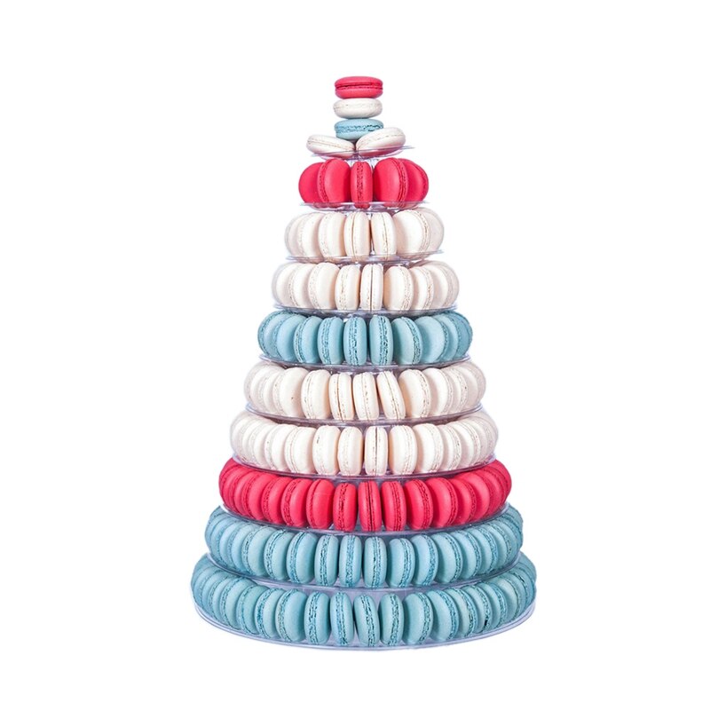 10 niveaux tour Macaron Macaron présentoir rond gâteau support PVC plateau anniversaire mariage présentoir gâteau décoration outils
