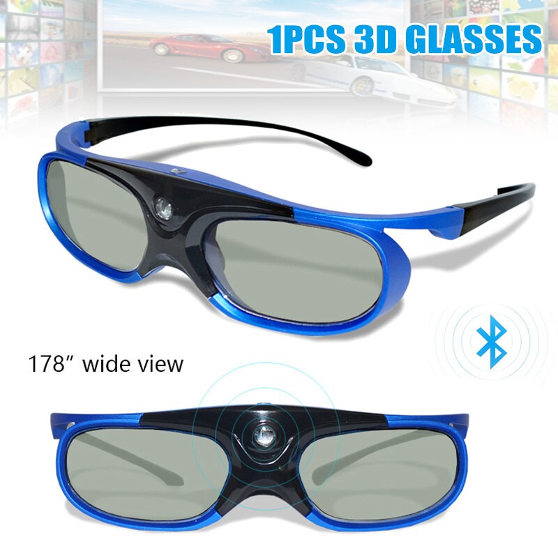 Bluetooth 3D Aktive Shutter Brille High Definition Brille für DLP-Link Projektor TV LSMK99: blue